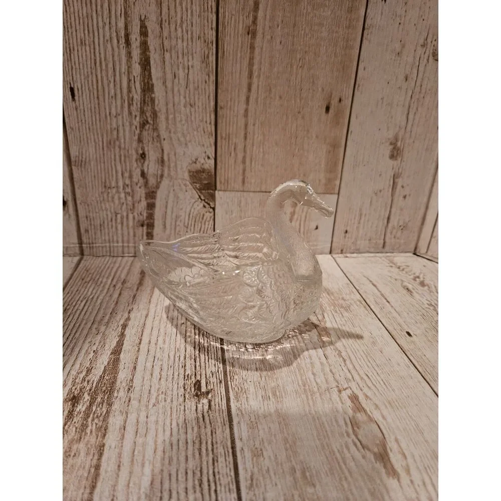 Vintage‎ Clear Pressed Glass Swan Candy Nut Mint Dish